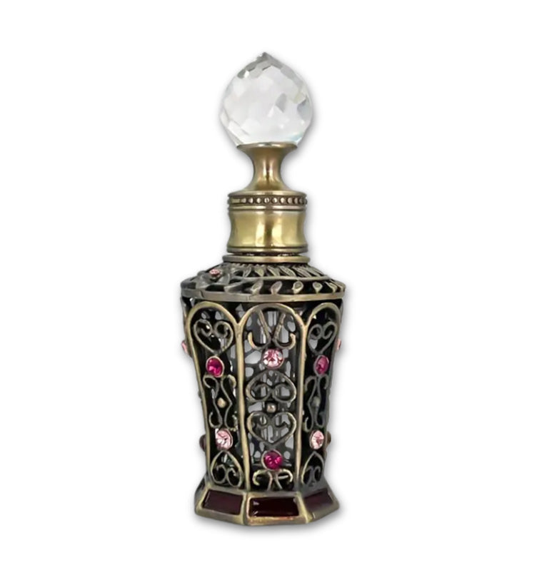 Pink & Antique Gold Jeweled Bottle