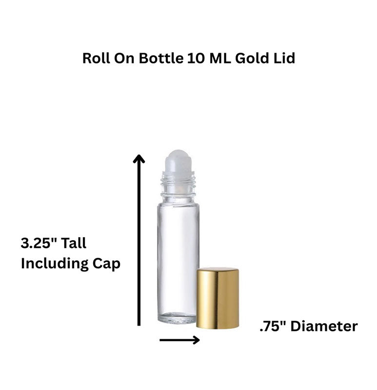 Clear Roll On Bottle Gold or Silver Lid 10 ML