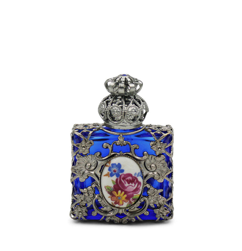 Silver Blue Rose Perfume Bottle