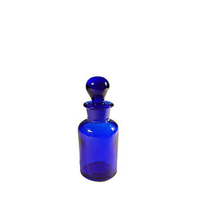 Blue Apothecary Bottle with Glass Stopper.