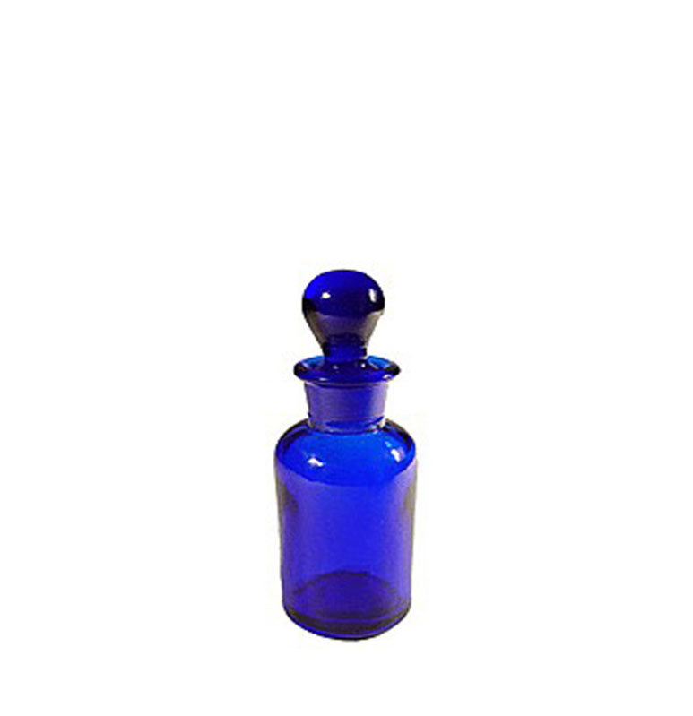 Blue Apothecary Bottle with Glass Stopper.