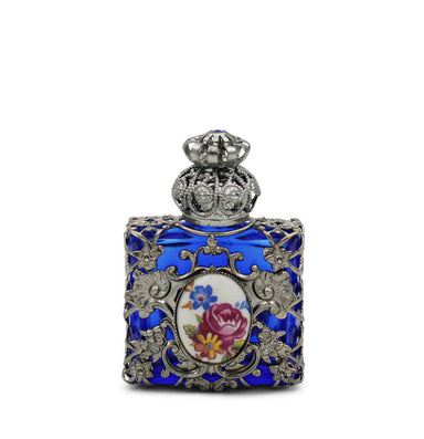 Silver Blue Rose Perfume Bottle